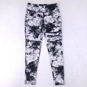 Cloud Chaser Tie-Dye Leggings Black White High Waist Pockets‎ Athleisure Pants L